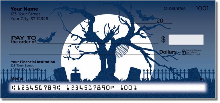 Halloween Graveyard Personal Checks