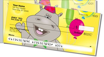Happy Hippo Side Tear Personalized Checks