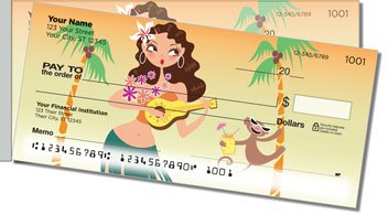 Hula Girl Side Tear Personalized Checks