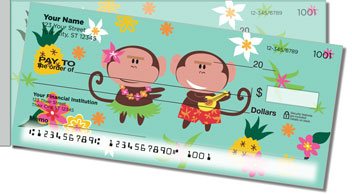 Hula Monkey Side Tear Personalized Checks