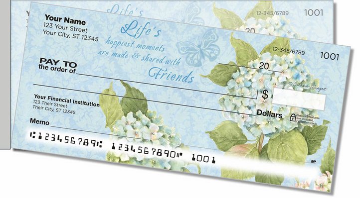 Hydrangea Side Tear Personal Checks