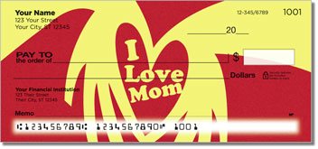 I Love Mom Personalized Checks