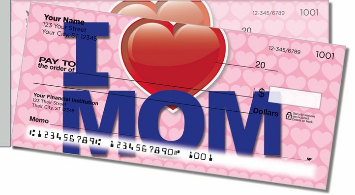 I Love Mom Side Tear Personal Checks