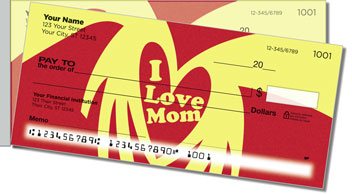 I Love Mom Side Tear Personalized Checks