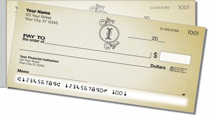 I Monogram Side Tear Personal Checks