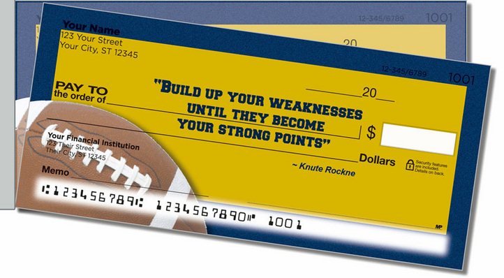 Knute Rockne Side Tear Personal Checks