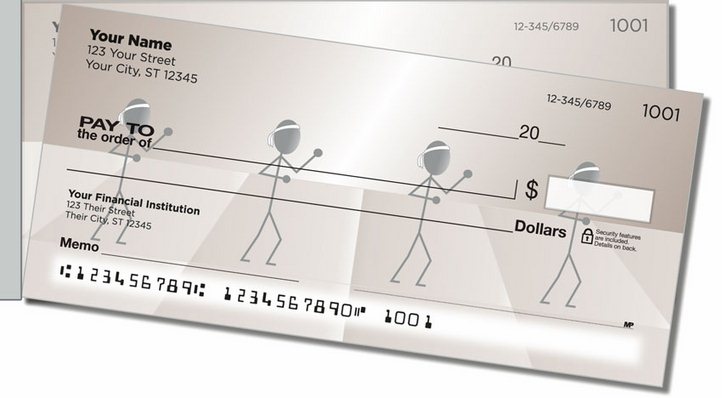 Kung Fu Stick Figure Side Tear Personal Checks