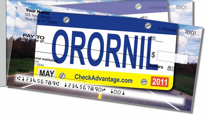 License Plate Side Tear Personal Checks