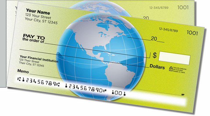 Map of the World Side Tear Personal Checks