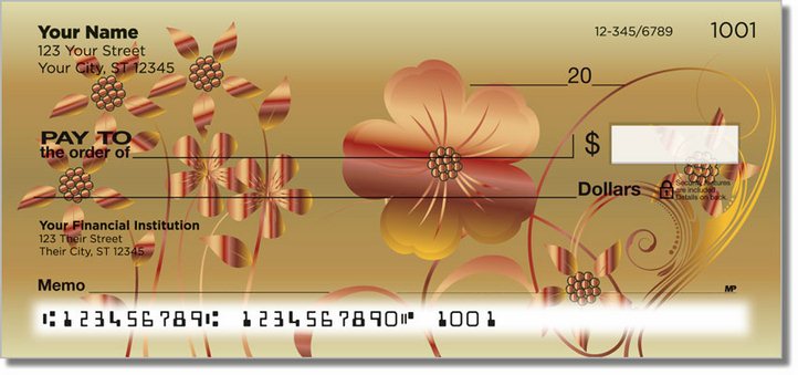 Metallic Flower Personal Checks