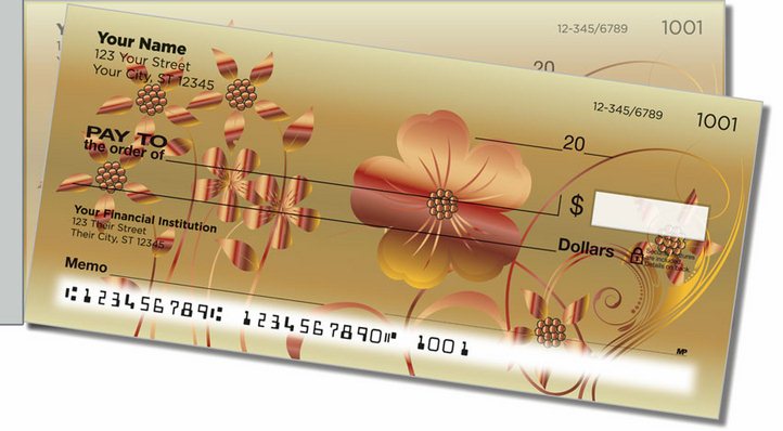 Metallic Flower Side Tear Personal Checks