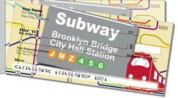 New York Subway Side Tear Personalized Checks