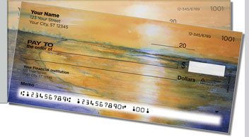 Night and Day Landscape Side Tear Personalized Checks