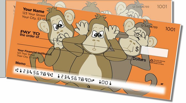 No Evil Monkey Side Tear Personal Checks
