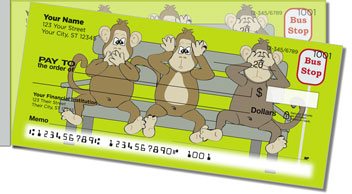 No Evil Monkey Side Tear Personalized Checks