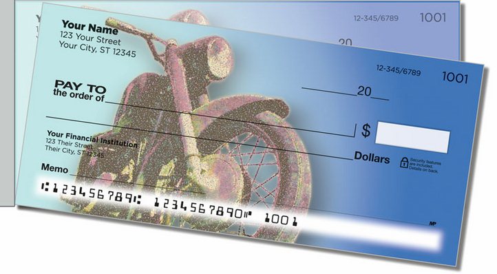 Old School Motorcycle Side Tear Personal Checks