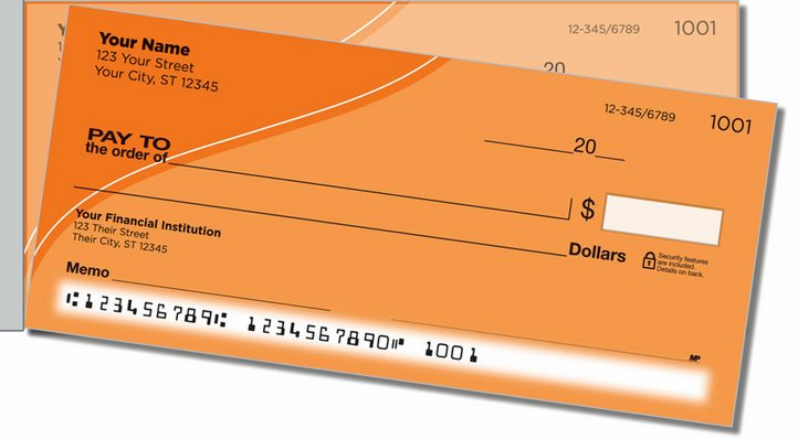 Orange Curve Side Tear Personal Checks