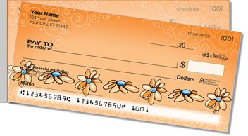 Orange Daisies Side Tear Personalized Checks