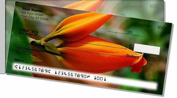 Orange Flower Side Tear Personal Checks