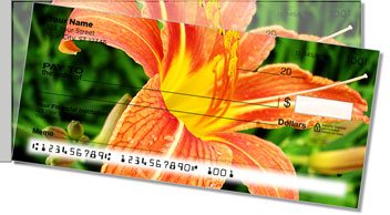 Orange Flower Side Tear Personalized Checks