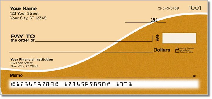 Orange Graceful Line Personal Checks