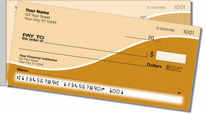 Orange Graceful Line Side Tear Personal Checks