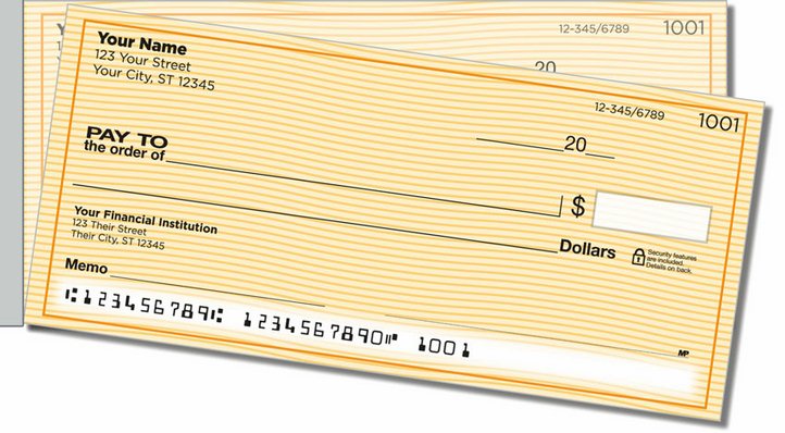 Orange Safety Side Tear Personal Checks