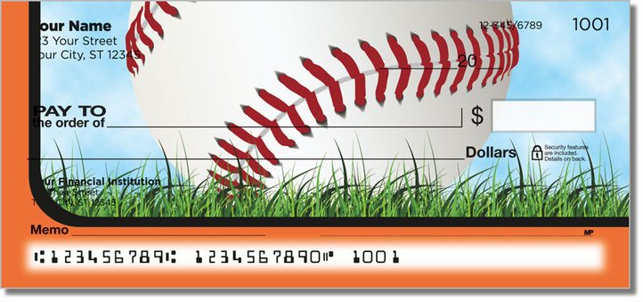Orange and Black Baseball Fan Personal Checks