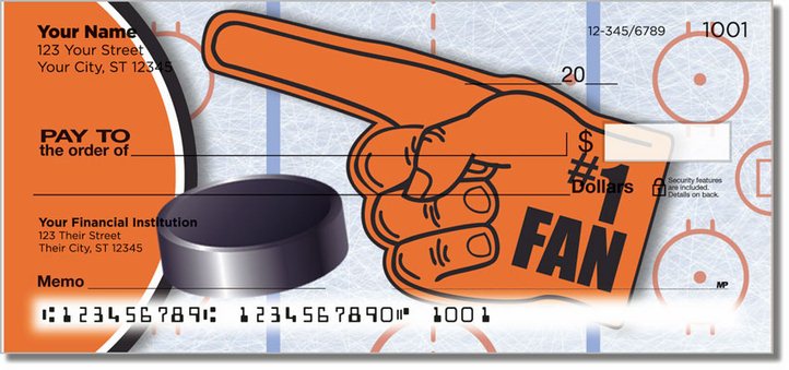 Orange and Black Hockey Personal Checks