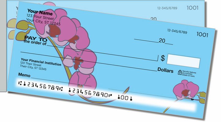 Orchid Print Side Tear Personal Checks