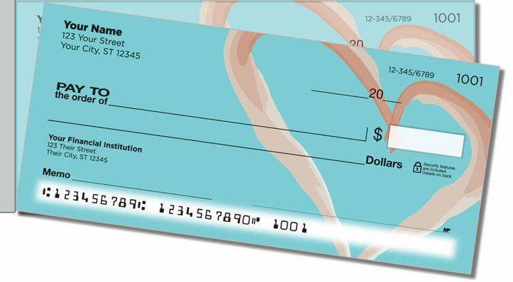 Painted Heart Side Tear Personal Checks