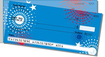 Patriotic Fireworks Side Tear Personalized Checks