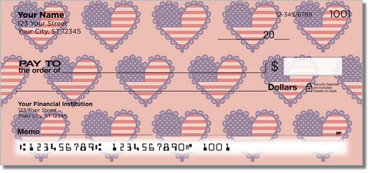 Patriotic Heart Personal Checks
