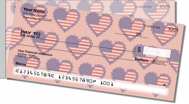 Patriotic Heart Side Tear Personal Checks