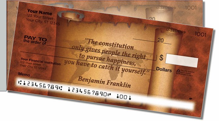 Patriotic Quote Side Tear Personal Checks