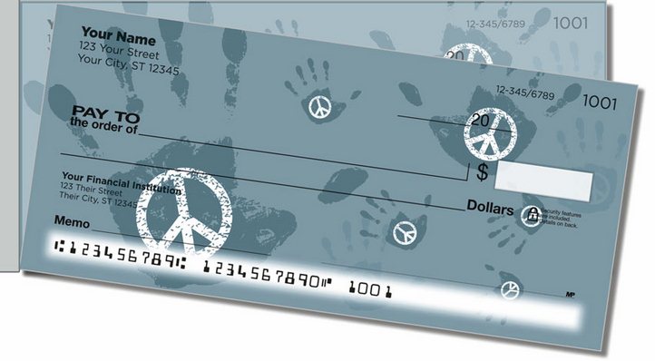 Peace and Love Side Tear Personal Checks