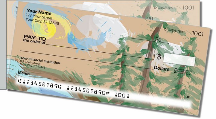 Pine Tree Painting Side Tear Personal Checks