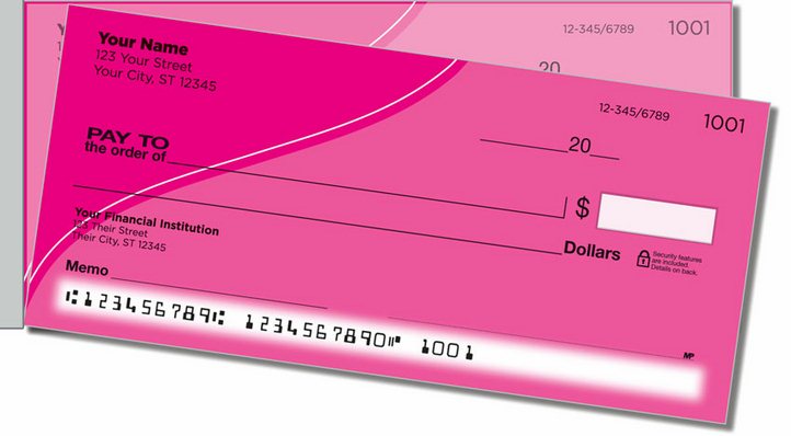 Pink Curve Side Tear Personal Checks