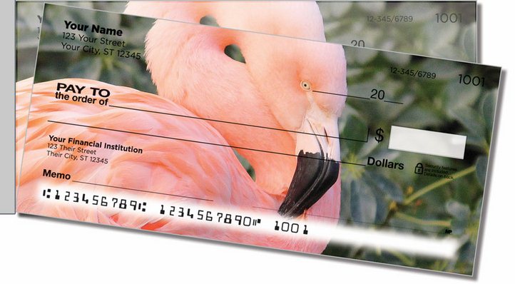 Pink Flamingo Side Tear Personal Checks