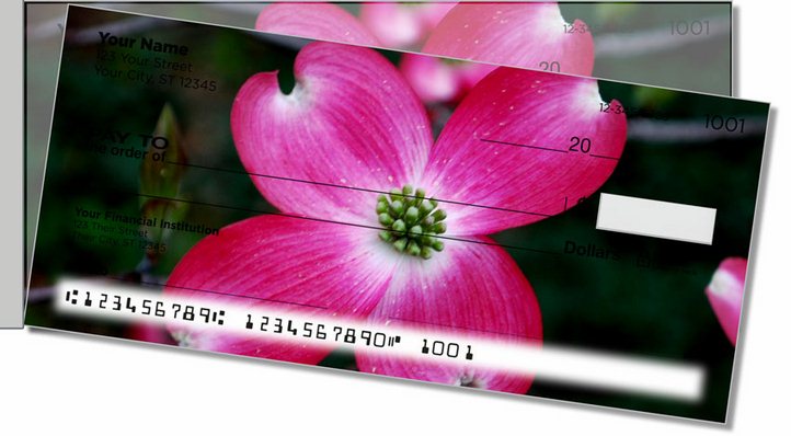 Pink Flower Side Tear Personal Checks
