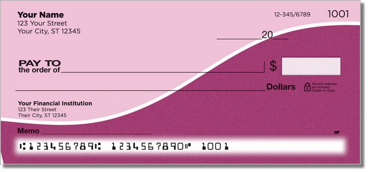 Pink Graceful Line Personal Checks