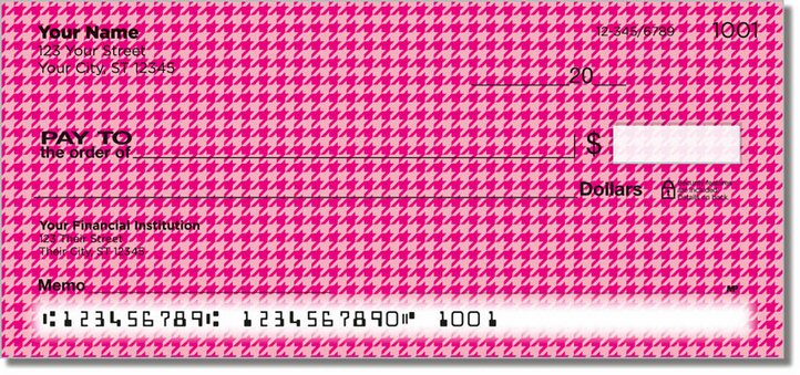 Pink Houndstooth Personal Checks