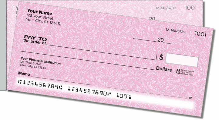 Pink Leaves Side Tear Personal Checks