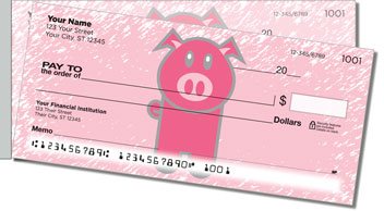 Pink Pig Side Tear Personalized Checks