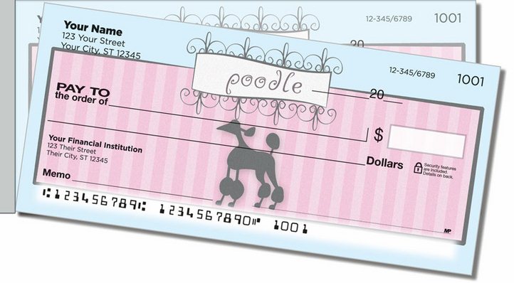 Pink Poodle Side Tear Personal Checks