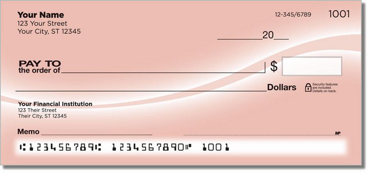 Pink Swoosh Personal Checks