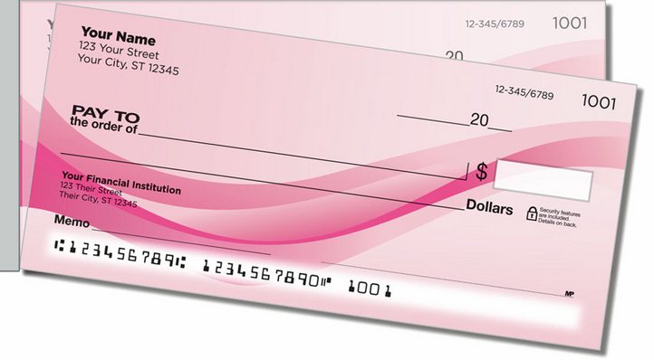 Pink Wave Side Tear Personal Checks