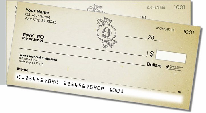Q Monogram Side Tear Personal Checks