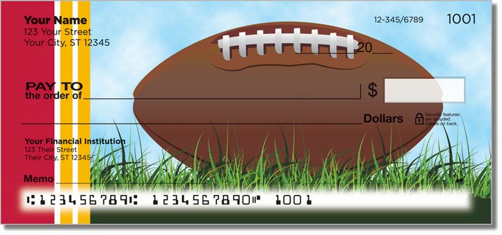 Red and Gold Football Fan Personal Checks