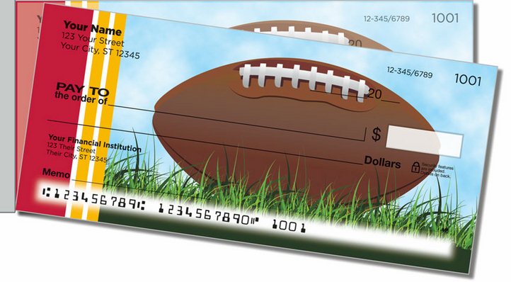Red and Gold Football Fan Side Tear Personal Checks